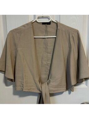 Coco & Yves Front Tie Women's Top, Size Small, Colour Khaki Beige.